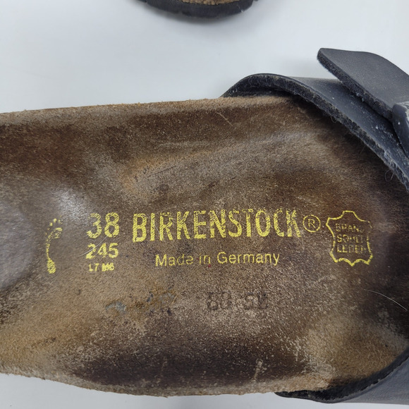 Birkenstock Sandals EU38 US7.5 Madrid Black Birko-Flor Slip On Slides Adjustable - Picture 7 of 10